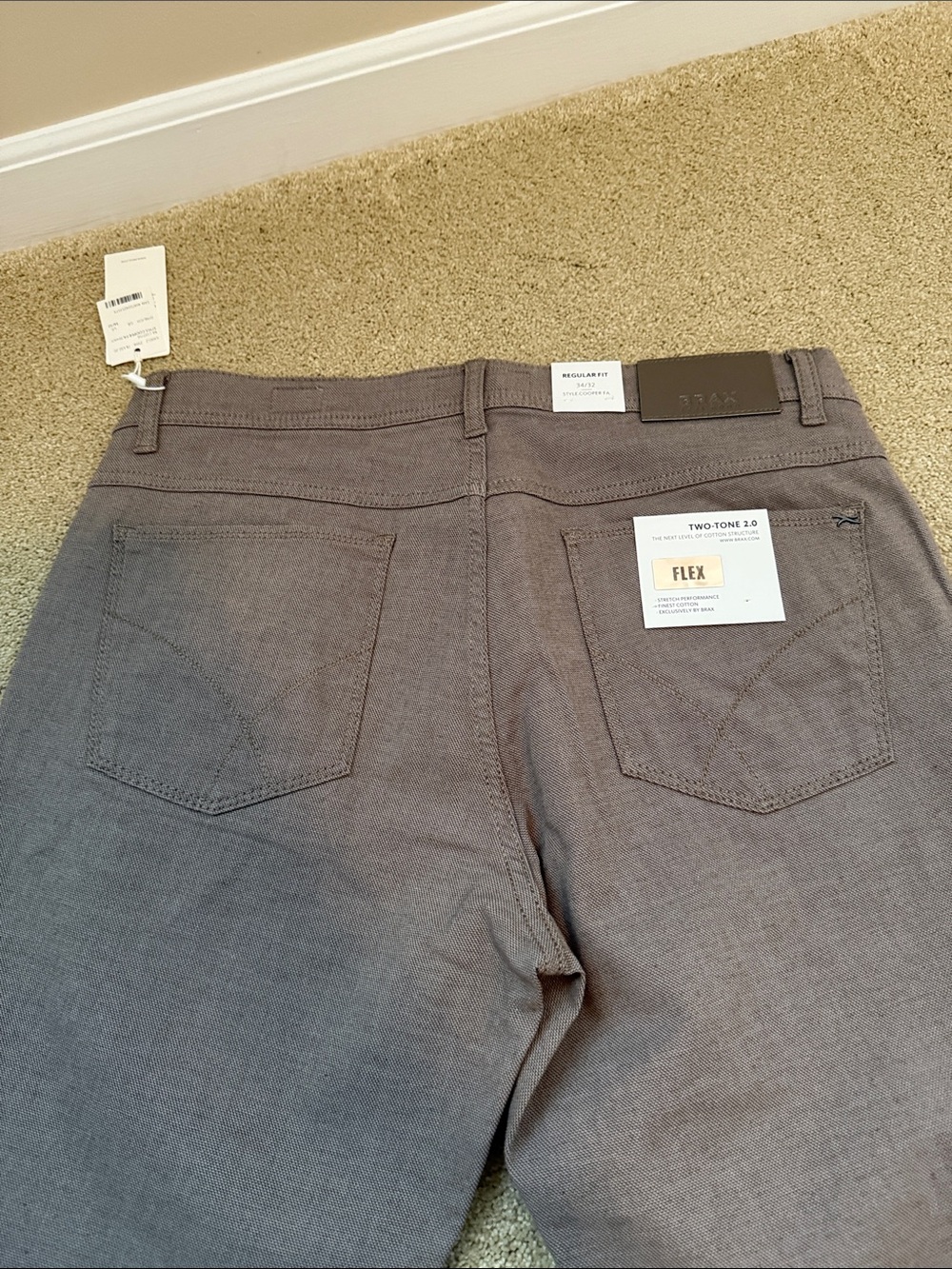 Men's Brown Stretch Slim Fit Pants - Picture 5 of 7